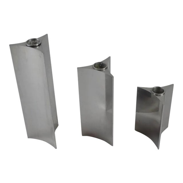 Vernor Panton for Georg Jensen Graduated “Starlight” Candlesticks- Set of 3 For Sale