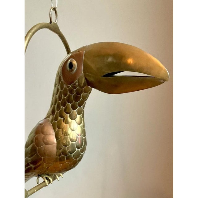 Vintage Metal Toucan Sculpture After Sergio Bustamante For Sale - Image 9 of 12