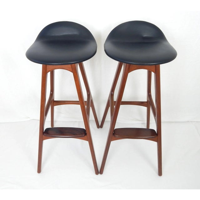 Mid-Century Modern 1960s Erik Buch Teak and Rosewood Barstools - a Pair For Sale - Image 3 of 12