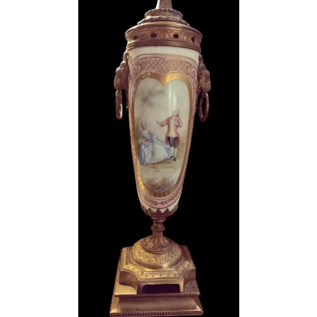 Antique 19th Century Ornate French Sevres Style Porcelain and Bronze Table Lamp For Sale - Image 10 of 10