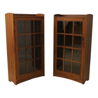 Pair Mission Oak Arts & Crafts Stickley Design Bookcases For Sale