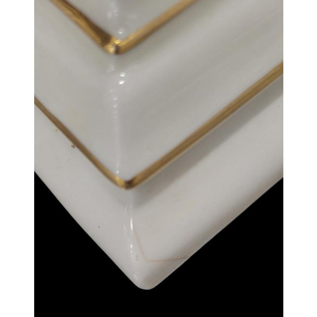 Off-white Vintage Traditional Wheat Crest Lenox Style White Gold Extra Tall Turned Table Lamps- A Pair For Sale - Image 8 of 10