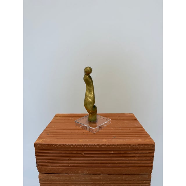 Figurative Brazilian Modernist Figurative Sculpture on Lucite Base, 1980s For Sale - Image 3 of 11