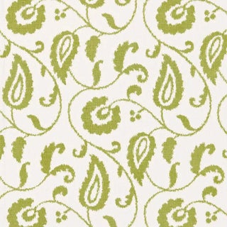 Sample- Schumacher Malacca Ikat Vine Fabric in Willow For Sale