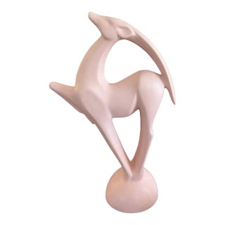 Haeger Pottery Pink Gazelle Sculpture 1986 For Sale