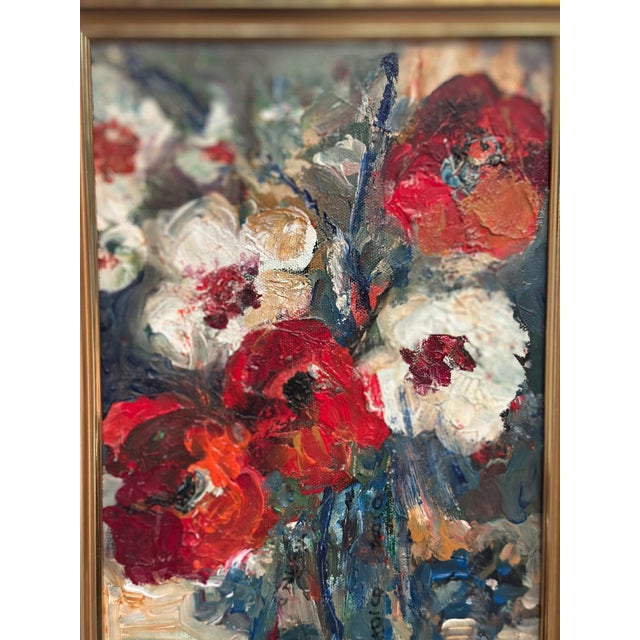 L. Stokes, Red Poppies and White Blossoms, 1960s, Oil Painting on Canvas, Framed For Sale - Image 12 of 18