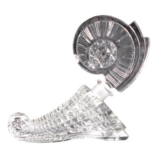 Clear Cut Glass Lay Down Perfume Bottle With Large Stopper For Sale
