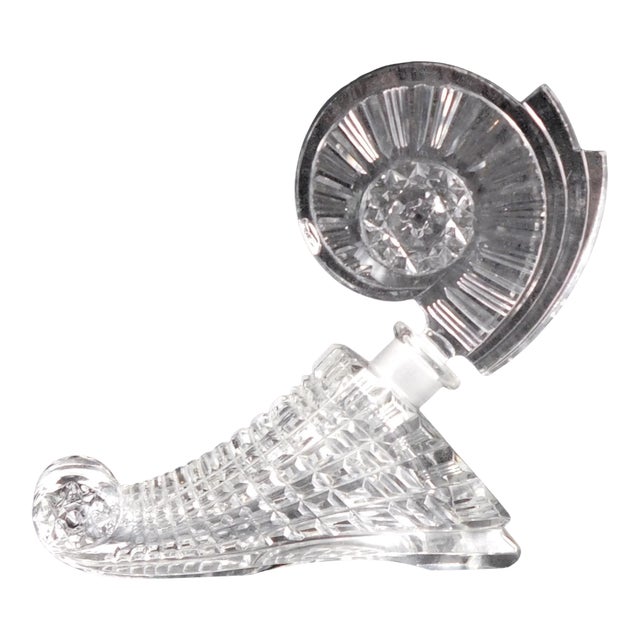 Clear Cut Glass Lay Down Perfume Bottle With Large Stopper For Sale