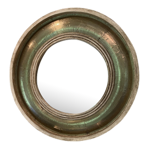 Vintage Large Round Wooden Wall Mirror