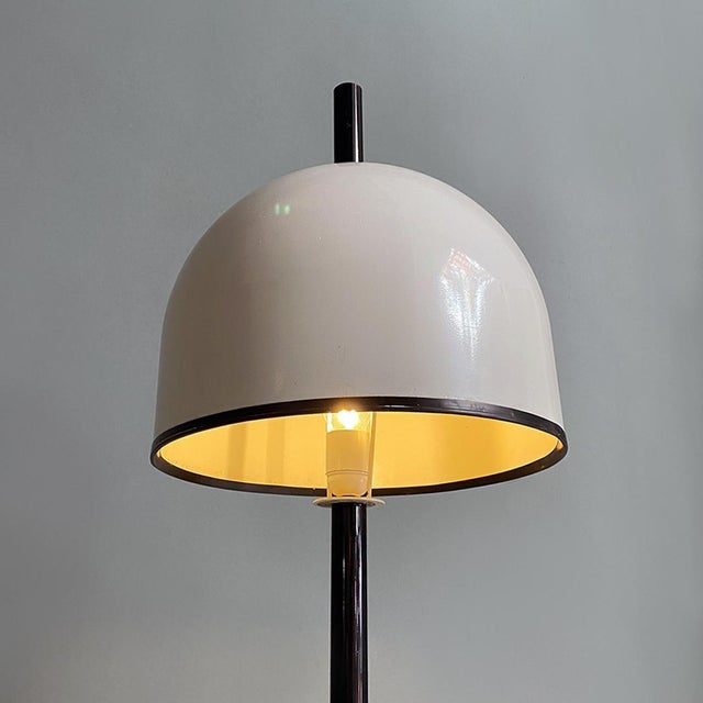Italian Postmodern Black Metal Floor Lamp with White Metal Lampshade, 1980s For Sale - Image 4 of 14