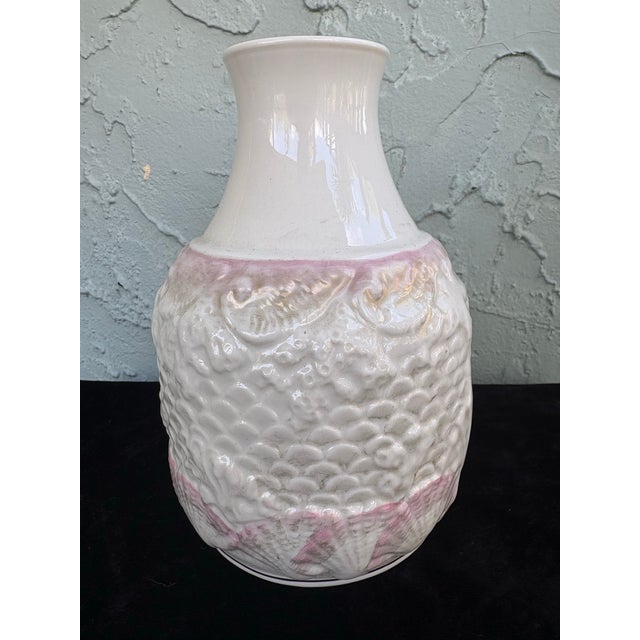 Belleek Pottery Ltd. Vintage Belleek Ireland “Neptune” Porcelain Carafe – Pink Shell Relief Coastal Design For Sale - Image 4 of 9