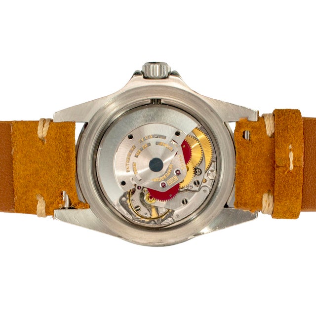 Silver Vintage Rolex Submariner Date 40mm 1680 Brown Buttery Yellow Lume Steel Watch For Sale - Image 8 of 12