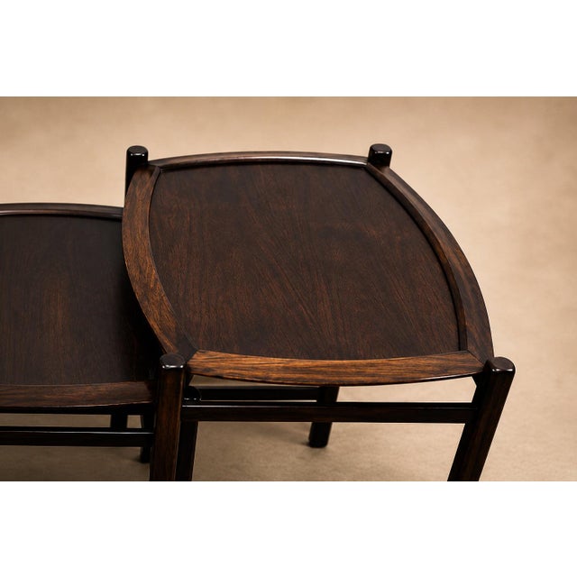 Wood Brazilian Modern Nesting Tray Tables in Rosewood by Jorge Jabour, 1960s For Sale - Image 7 of 14