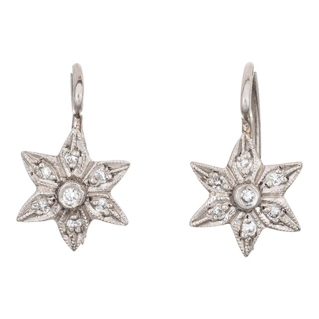 Cathy Waterman Diamond Star Earrings Platinum Estate Fine Signed Jewellery - 2 Pieces For Sale