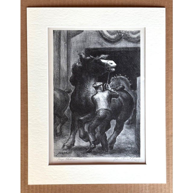 American Vtg 1939 Print in 11x14 Mat,Ready 2 Frame: John Steuart Curry, "Prize Stallions" For Sale - Image 3 of 3