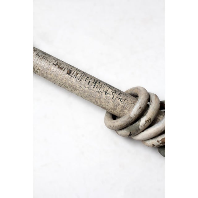 Brown Antique Painted Wood Curtain Rod With Rings For Sale - Image 8 of 13