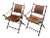 Pair of Faux Bamboo Folding Leather and Wood Campaign Chairs with Brass Details For Sale