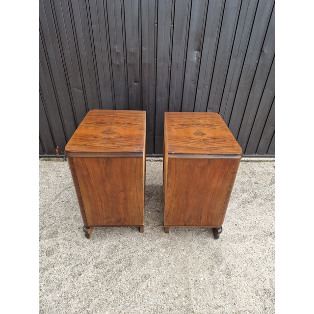Brown Art Deco Burl Bedside Tables, 1930, Set of 2 For Sale - Image 8 of 11