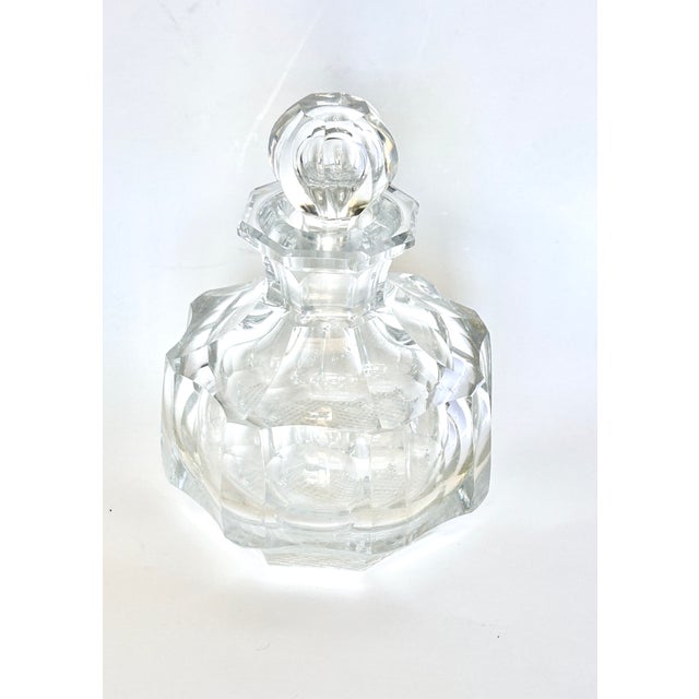Art Deco style crystal perfume bottle, in the style of Baccarat "Malmaison" pattern. Beautiful clear heavy, crisp cut...