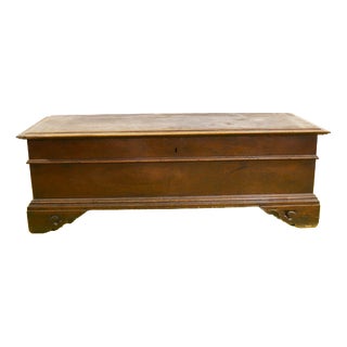 Wood Chest with Carved Decorations For Sale