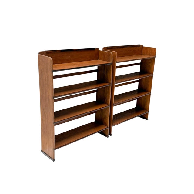 Wood Vintage Art Deco Open Bookcases by P.E.L. Izeren for De Genneper Molen, 1920s, Set of 2 For Sale - Image 7 of 13