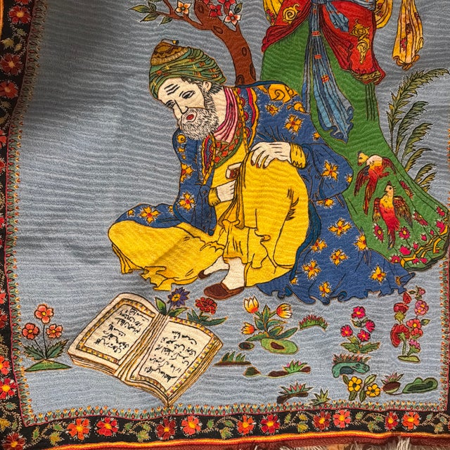 Handmade Persian Pateh Embroidery (Boteh Doozi), Over 500 Hours of Meticulous Work. 110 × 82 Cm (43.3 × 32.3 In). One-of-a-Kind. For Sale - Image 10 of 11