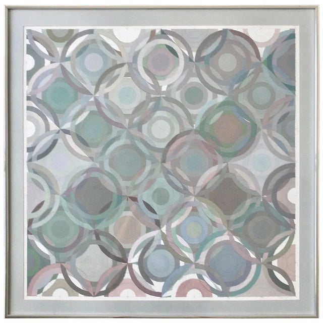 Metal Framed Abstract Geometric Gouache on Paper by Stevan Kissel For Sale - Image 7 of 7
