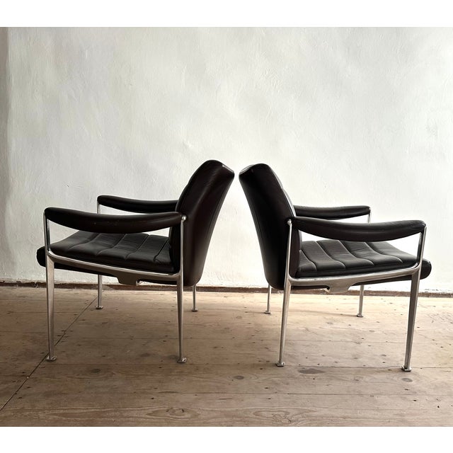Metal Mid-Century Modern Chairs in Brown Leather by Miller Borgsen for Röder & Söhne, Germany, 1960s, Set of 2 For Sale - Image 7 of 8