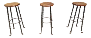 Wrought Iron Bar Stools, 1960s, Set of 3