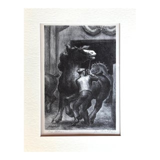 Vtg 1939 Print in 11x14 Mat,Ready 2 Frame: John Steuart Curry, "Prize Stallions" For Sale