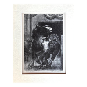 Vtg 1939 Print in 11x14 Mat,Ready 2 Frame: John Steuart Curry, "Prize Stallions"