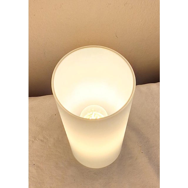 Vintage Table Lamp with Opaque White Glass Cylinder from Honsel, in Very Good conditions. Designed 1990 to 1999 This piece...