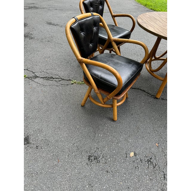 Vintage 1960s Rattan Dining Table With Four Chairs - Set of 5 For Sale - Image 6 of 7