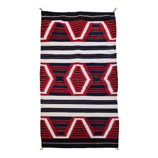 Vintage Native American Navajo Rug, Handwoven Wool, Chief’s Blanket Pattern, 3x5 For Sale