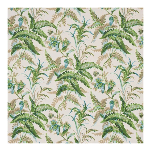 Schumacher Myers Fern Wallpaper in Lagoon - 10 Yards For Sale