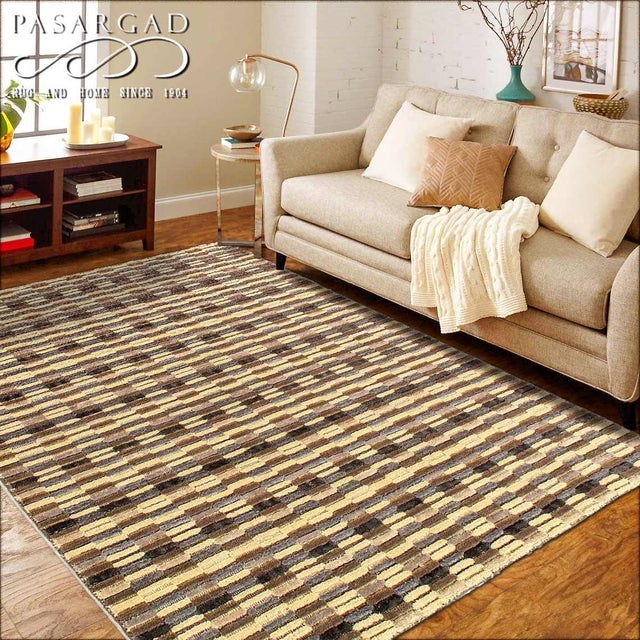 Pasargad DC Modern Earth-Tone Hand-Made Bamboo Silk Indo Rug For Sale - Image 4 of 4