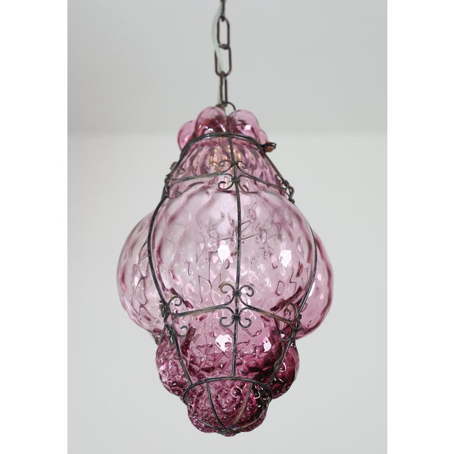 1960s Wonderful Large Magenta Colour Venetian Lantern, Seguso Murano Glass, Italy For Sale - Image 12 of 14