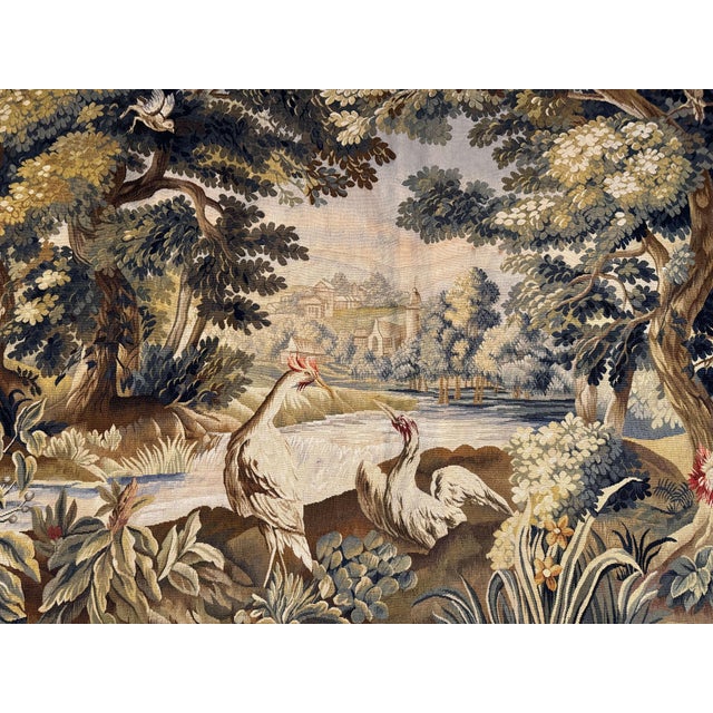 Textile 19th Century French Handwoven Aubusson Verdure Wall Tapestry For Sale - Image 7 of 11