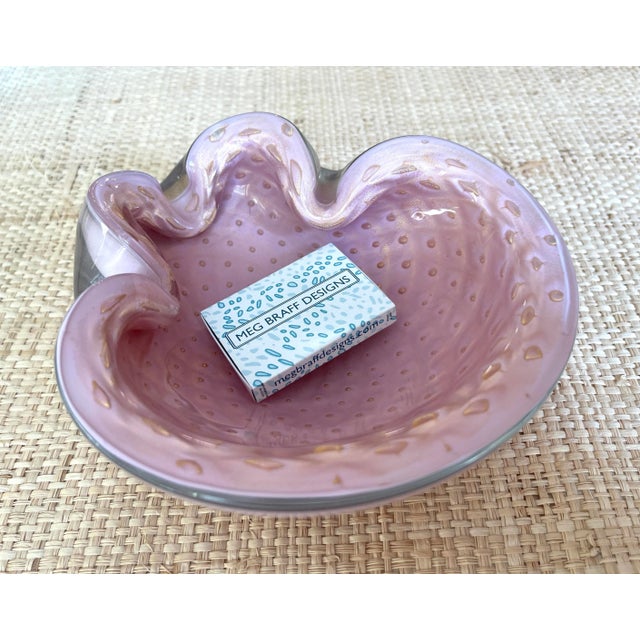 Mid 20th Century Vintage Pink Murano Barovier Bubble Catchall For Sale - Image 5 of 7