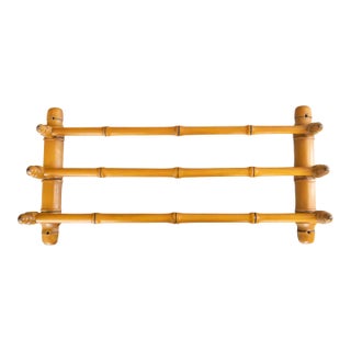 Antique French Faux Bamboo Triple Towel Holder Wall Rack For Sale