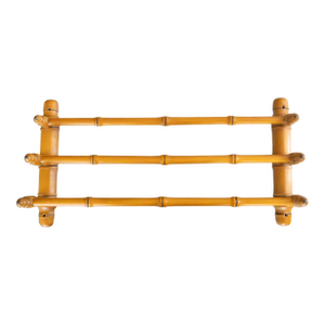 Antique French Faux Bamboo Triple Towel Holder Wall Rack