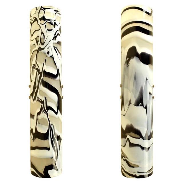 Murano Black and White Glass Wall Lights, Italy, 1970s, Set of 2 For Sale - Image 13 of 13