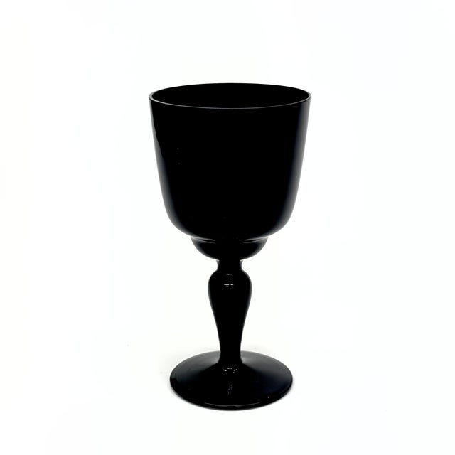 Mid-Century Modern Black Glass Stemware Curation - Group of 9 For Sale - Image 12 of 14