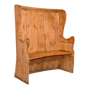 18th Century Pine Settle With Curved Back
