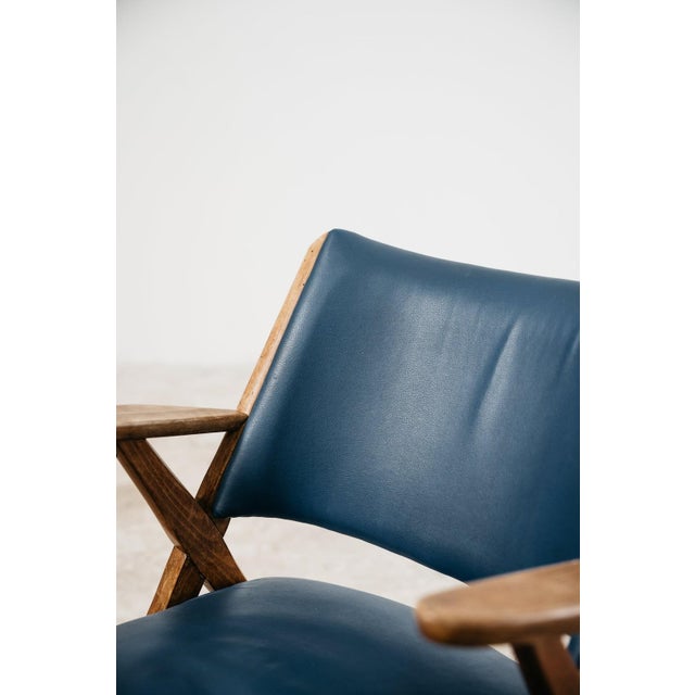 Vintage Lounge Chair in Wood and Blue Skai from Dal Vera, 1950s For Sale - Image 9 of 16
