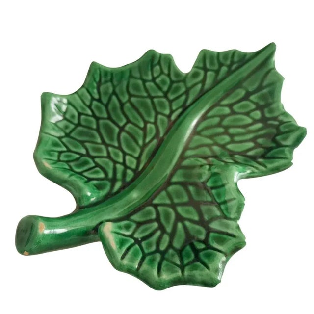 Green Small Glazed Green Ceramic Leaf Vase by Vallauris France For Sale - Image 8 of 8