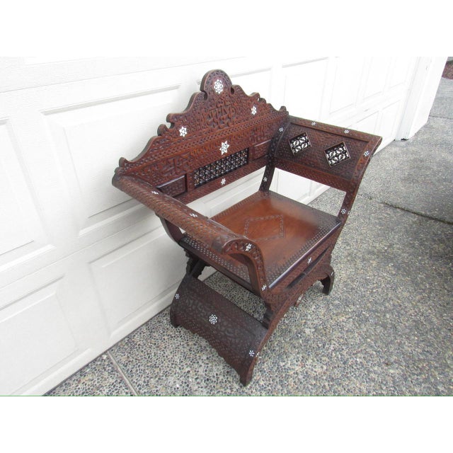Moroccan Antique Moroccan Inlaid Chair For Sale - Image 3 of 18