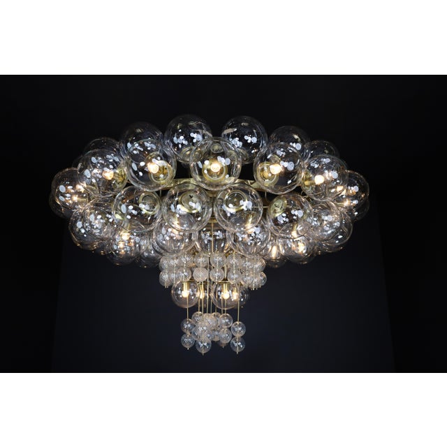 Grande Hotel Chandelier with Brass Fixture and Hand-Blown Glass Globes, 1960s For Sale - Image 6 of 18