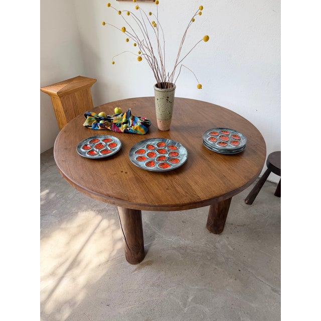 Wood Constructivist Round Table in Walnut, 1950s For Sale - Image 7 of 18