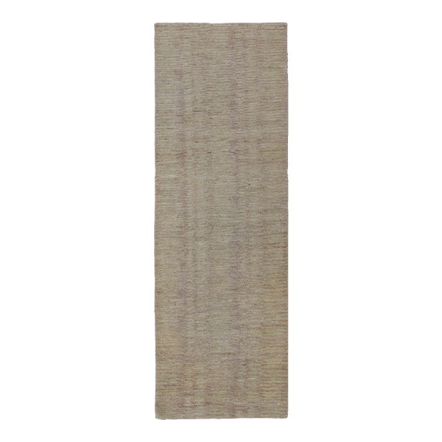 Modern Wool and Silk Runner From Nepal With All-Over Design For Sale